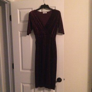 Velour Shimmer Party Dress in Wine(bump friendly)
